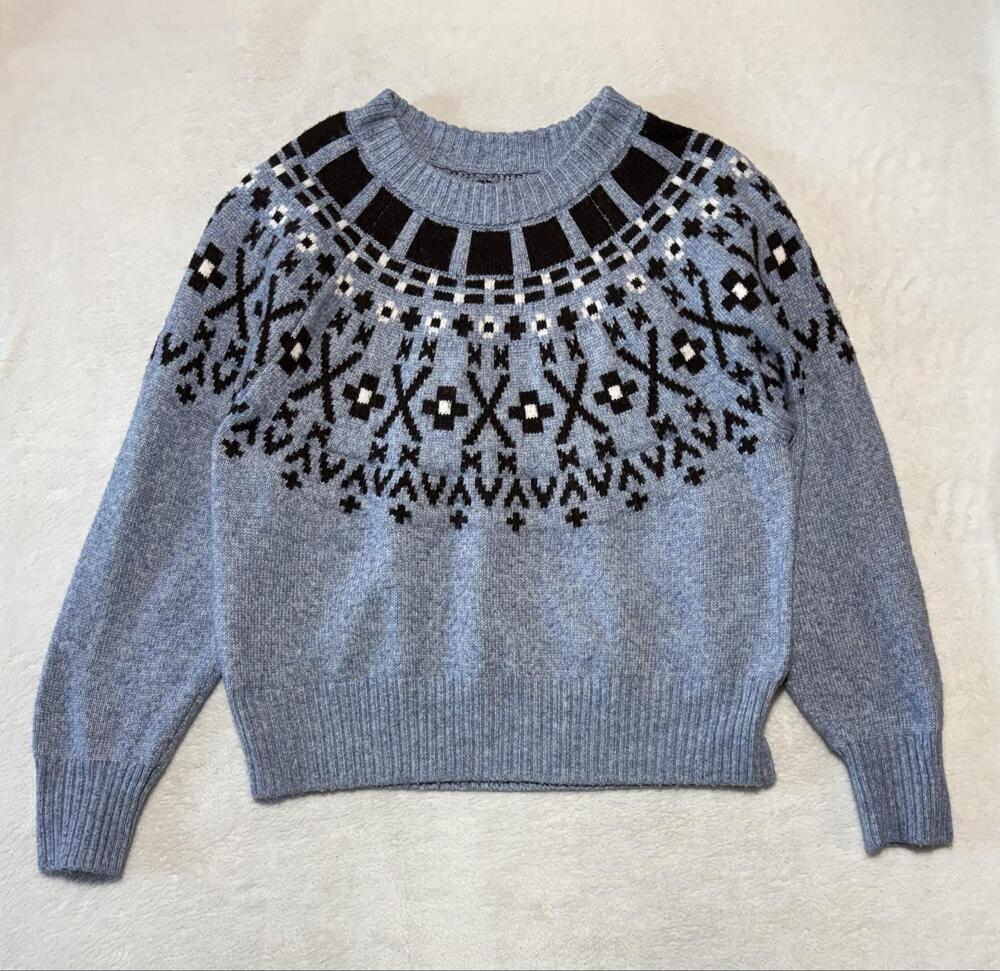 SONOMA Goods For Life Sweater Womens Large Blue Fair Isle Knit Pullover Winter